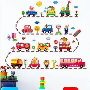 Cartoon Cars Muursticker Leuke Dieren Behang Home Decoratie Voor Kinderen Woonkamer Stickers Slaapkamer Decor Muurtattoo