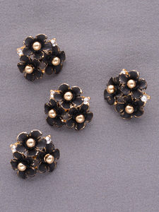 Nút kim loại hoa Hợp kim kẽm cao cấp với kim cương giả để trang trí hàng may mặc và chỉnh trang thủ công - Product Image 4