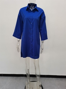 Vestido Blusa Feminina Plus Size <span class=keywords><strong>5XL</strong></span> com Botões, Solto e Oversized, Estilo Clássico Casual - Product Image 3