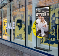 Écran LCD publicitaire Aiyos à cadre ultra-fin et haute luminosité pour vitrine de magasin, affichage numérique double face, lecteur multimédia