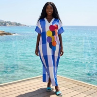 Nouvelle Robe Kaftan Africaine Modeste d'Été Grande Taille pour Femme, Broderie Perlée Ankara, Style Boubou Maxi pour Vacances à la Plage