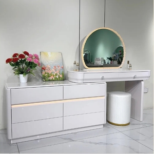 Modern Simple Bedroom Furniture Makeup <b>Dressing</b> <b>Table</b> With LED Light <b>Mirror</b> Multi Storage Drawers - Product Image 2