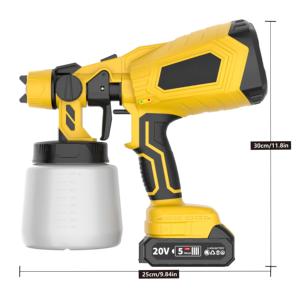 Pistola pulverizadora de pintura inalámbrica de 20 V, 800 ml, motor con escobillas, 2500 PSI, alimentación por batería, modelo CPS-20B - Product Image 3