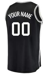 قمصان كرة سلة مخصصة للفريق الأمريكي بجميع الأنماط وبأسعار معقولة، بتصميم مخطط باللون الأزرق والأبيض والأسود، مخيطة/مطبوعة بالحرارة - Product Image 4