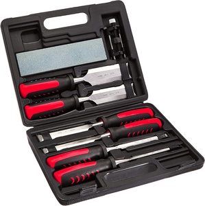 Peaktop – Ensemble de 6 ciseaux à <span class=keywords><strong>bois</strong></span> avec 1 <span class=keywords><strong>guide</strong></span> d'affûtage, 1 pierre à aiguiser, en acier au chrome-vanadium – Kit de 8 ciseaux à <span class=keywords><strong>bois</strong></span> de qualité supérieure - Product Image 1