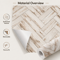 Fancyfix Peel and Stick Papier peint à rayures Papier peint moderne Durable pour la décoration de la maison Blanc Ash Herringbone