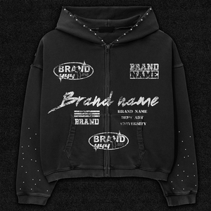 Full <b>Zip</b> Printed Hoodie for Urban Lifestyle Wear Men Graphic <b>Hooded</b> Sweatshirt Oversized <b>Zip</b> Up Hoodie for Casual Street Fashion - Product Image 4