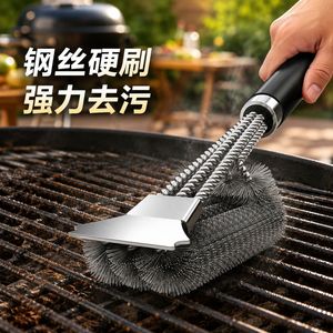 Cepillo de alambre para limpiar parrillas de barbacoa Chef Season Show con raspador para uso en exteriores, camping y cocina. - Product Image 4