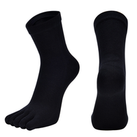 Chaussettes de travail pour hommes à cinq doigts, mi-hautes, à orteils séparés, déodorantes, noires, respirantes, en coton peigné absorbant la transpiration