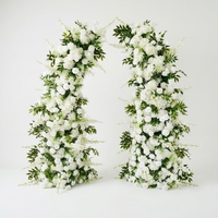 Rangkaian Bunga Mawar Putih 3D Modern Mewah dengan Baby's Breath, Kepadatan Tinggi, Tahan Lama, Bahan Sutra, Dekorasi Lantai untuk Acara Pernikahan Romantis
