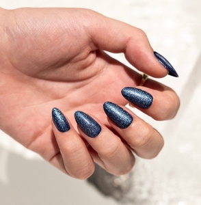 Dreamy Blue Crystal Cat-eye Sparkly Powder <strong>Dazzling</strong> clear Finger <strong>Nail</strong> Almond Private Label Press on <strong>Nails</strong> Oem Artificial <strong>Nails</strong> - Product Image 2