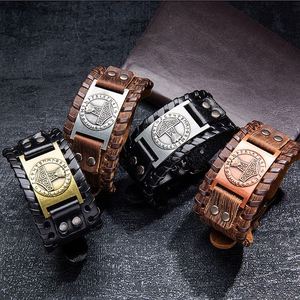 Nordic Viking Style Wide Leather <b>Compass</b> Bracelet Men's Bracelet Celtic Viking Jewelry Thor's Hammer Bracelet Accessories Gifts - Product Image 1