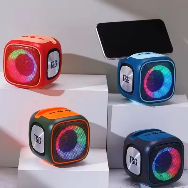 TG359 Cube Speaker RGB LED Light Exquisite Mobile Phone Holder Lightweight Mini BT5.3 Wireless Speaker 6.1 Channel Built-in Mic