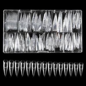 Formes doubles transparentes en forme de goutte d'eau pour manucure, à coller entièrement, pour extension d'ongles, longues, en forme d'amande et trapézoïdales, vente en gros - Product Image 1