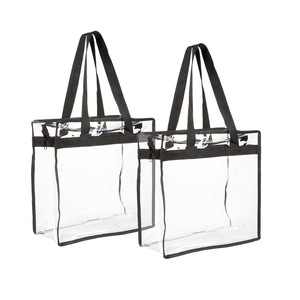 Customized Clear PVC Shopping Bag Portable Plastic Rope Handle Bag with Zipper Customized logo Shopping Bags