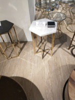 Table d'appoint hexagonale en acier inoxydable pour hôtel, plateau en marbre, table d'appoint pour salon et chambre