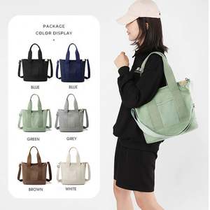 Nouveau sac fourre-tout en toile pour femme, grande capacité, multi-poches, sac bandoulière portable, sac à bandoulière unique pour l'école, les voyages - Product Image 5