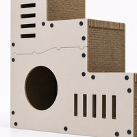 YAOYUE Meow Le Ladder, griffoir pour chat en carton ondulé à 3 niveaux, 57x54x24cm