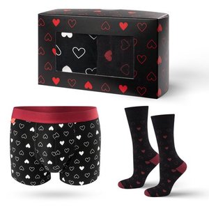 Calzoncillos bóxer de algodón antibacterianos de tiro medio transpirables negros para hombre, conjunto de ropa interior de punto y calcetines planos para hombre - Product Image 6