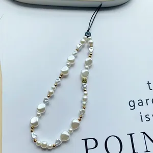 Mode élégant perles irrégulières téléphone portable chaîne charme femmes poignet <span class=keywords><strong>pendentif</strong></span> téléphone décoration téléphone portable lanière bijoux - Product Image 4
