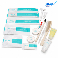 Kit dentaire jetable en paille de blé, emballé individuellement dans une boîte en papier, avec dentifrice blanc, pour la maison et les chambres d'hôtes