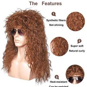 Pelucas de <span class=keywords><strong>Hombre</strong></span> Estilo <span class=keywords><strong>Mullet</strong></span> de 26 cm, Rizadas, para Halloween, Cosplay, Fiesta, Discoteca, Punk Rock, Color Rojo Jengibre - Product Image 6