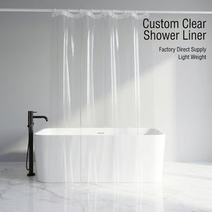 Cortina de Ducha de PEVA Ecológica Resistente a Desgarros con 3 Imanes en la Parte Inferior, Colores Opacos Blanco <span class=keywords><strong>Escarchado</strong></span> Transparente, Ojales en la Parte Superior, Engrosada - Product Image 1