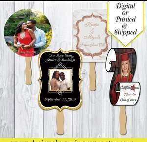 Abanicos de Mano para Invitados de Boda, Abanicos Decorativos Redondos de Plástico al por Mayor con Mango para Recuerdos de Fiesta de Boda, Abanicos Personalizados con Programa - Product Image 4