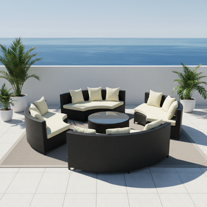 Set di Divani Circolari in <span class=keywords><strong>Vimini</strong></span> di Alta Qualità per Bordo Piscina, Arredamento da Giardino in <span class=keywords><strong>Vimini</strong></span> - Product Image 1