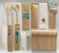 Ensemble de couverts jetables écologiques personnalisés avec logo imprimé, biodégradables, en bambou, cuillères, couteaux, fourchettes, pour usage en restaurant, avec sac