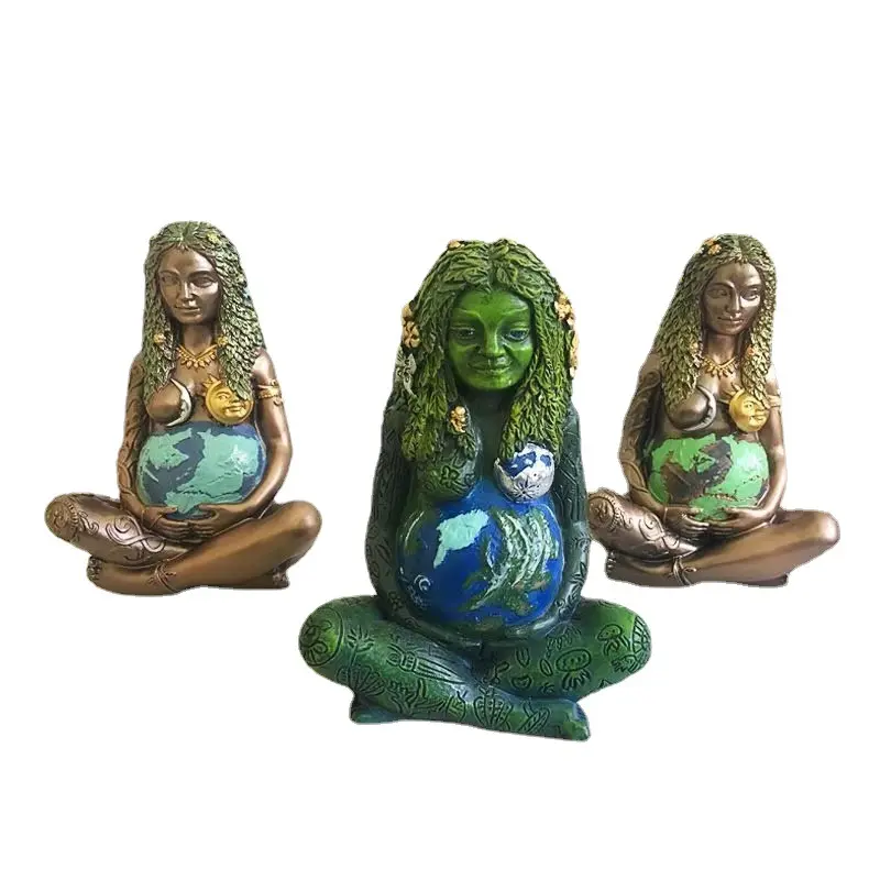 Estátua de Gaia Milênio Estatuetas de Resina Artificial da Mãe Terra para decoração de casa ou jardim