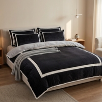 Ensemble de literie de luxe avec monogramme contrasté, housse de couette géométrique marron, 4 pièces, décoration de chambre, taille Queen