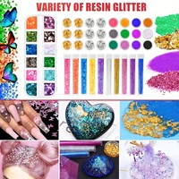 Kit Époxy Neuf de 138 Pièces pour Débutants DIY, Matériaux et Accessoires, Paillettes, Colle Goutte, pour Boîte à Bijoux et Accessoires Faits Main