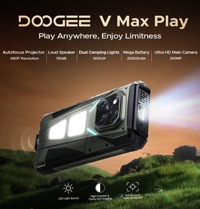 Điện thoại mạnh mẽ DOOGEE V Max Play 5G tích hợp máy chiếu, pin 20500mAh, đèn cắm trại kép, chip Dimensity 7300, RAM 16GB+ROM 512GB, NFC, hệ điều hành Android 15 - Product Image 3