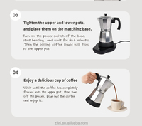 Cafetière électrique Moka Pot, machine à expresso en aluminium de style italien, maintien au chaud, base sans fil pour la maison et le bureau