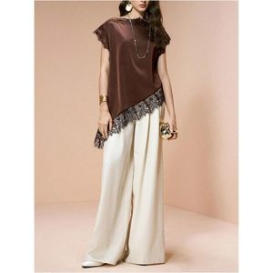 Robe d'été élégante en satin et dentelle pour femme, col rond, sans manches, asymétrique, transparente, pour sortir - Product Image 3