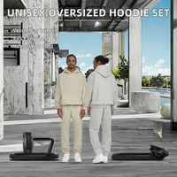 Ensemble de survêtement unisexe décontracté d'hiver 350G de haute qualité, pull à capuche oversize de couleur unie et pantalon de jogging ample grande taille