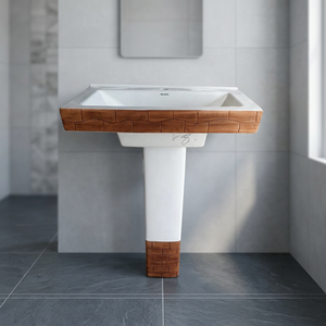 Wooden White Double Color Toilet Commode WC Pedestal, Wall Hung One Piece, Table Top Wash Basin, Complete Sanitary <b>Set</b> - Product Image 4