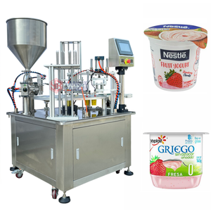 Machine de remplissage et de scellage entièrement automatique pour yaourt, crème glacée, liquides, gelée et <span class=keywords><strong>eau</strong></span>, avec plateau tournant et piston pour gobelets <span class=keywords><strong>en</strong></span> plastique - Product Image 1