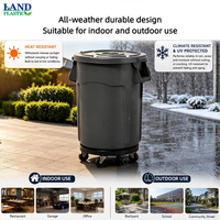 Poubelle en plastique grande capacité résistante à la corrosion 80L 120L, poubelle ronde avec base à roulettes en option et couvercle surélevé