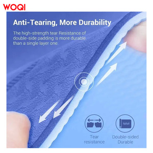 Tapis de yoga Woqi 8 mm d'épaisseur, en TPE, bleu royal, rectangulaire, pour exercices de fitness à domicile, avec sangle de transport - Product Image 5