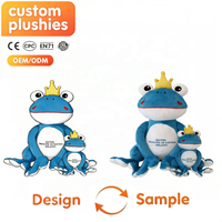 Peluche personnalisée Grenouille Prince, Mascotte d'hôtel, Animal en peluche avec logo brodé, Fabricant de peluches sur mesure, Vente en gros de peluches douces pour enfants