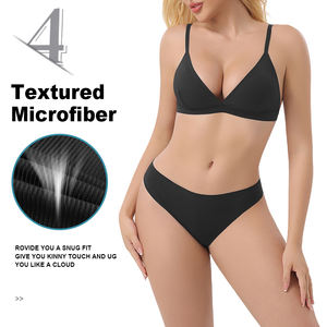 סט הלבשה תחתונה של חזייה ללא ברזלים בצורת משולש עם גזרה עמוקה וסקסית ותחתוני תחתון, דגם BR15 DD03 לנשים - Product Image 4