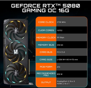 การ์ดจอ GeForce RTX 5080 Gaming OC 16GB GDDR7 ระบายความร้อนด้วยพัดลม สำหรับเวิร์กสเตชัน ขายส่ง - Product Image 2