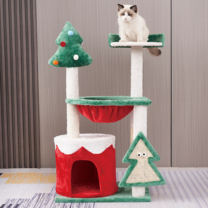 Grattoir et jouet stables de tour d'<span class=keywords><strong>arbre</strong></span> à <span class=keywords><strong>chat</strong></span> de série moderne de Noël avec fournitures intégrées de nid pour des grossistes - Product Image 3