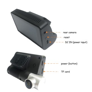 Caméra de tableau de bord de voiture à double objectif 2 canaux, écran tactile IPS, vue à 360°, GPS intégré, enregistreur vidéo avant et arrière 1080P - Product Image 3