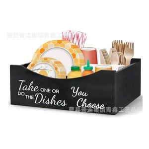 Qingxin Wooden Kitchen Storage Box Multi Function Open Top With Compartments Tableware Organizer Countertop <b>Dish</b> <b>Rack</b> - Product Image 5