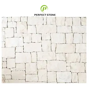 Белые плоские панели Ledgestone из белого песчаника для украшения наружной стены