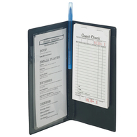 Dompet Organizer Kompak untuk Pelayan Restoran dengan Kantong Uang dan Tempat Pulpen, Warna Hitam, Dilengkapi Kantong Transparan
