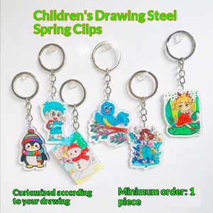 Llavero Acrílico Personalizado con Forma Cuadrada, Estilo Dibujos Animados para Niños, con Opciones de Arte Pintado a Mano y Fotos - Product Image 2